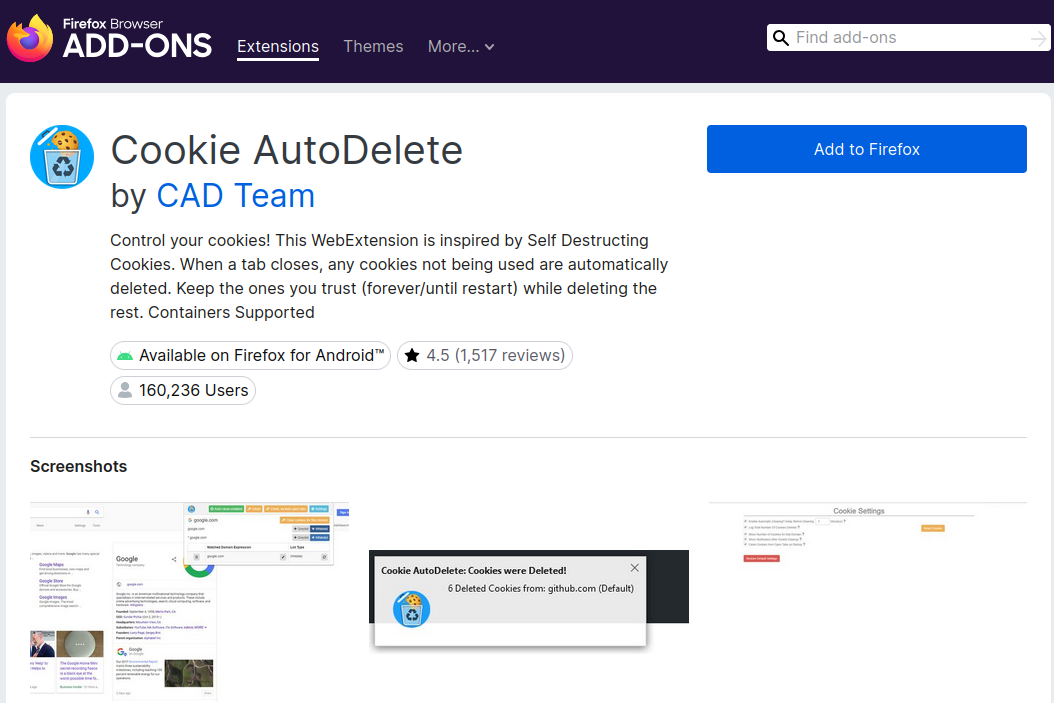 Firefox Add-Ons Screenshot des Firefox Add-ons Shops